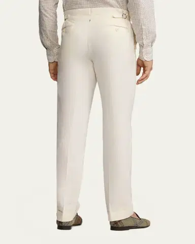 Ralph Lauren Purple Label Men's Gregory Hand-Tailored Silk-Linen Trouser | Thumbnail 3 Ralph Lauren Purple Label Men's Gregory Hand-Tailored Silk-Linen Trouser | Thumbnail 3