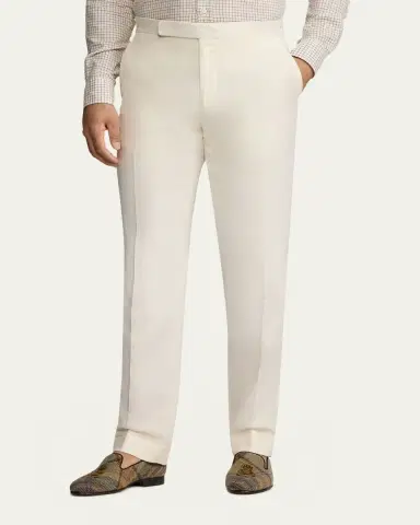 Ralph Lauren Purple Label Men's Gregory Hand-Tailored Silk-Linen Trouser | Thumbnail 4 Ralph Lauren Purple Label Men's Gregory Hand-Tailored Silk-Linen Trouser | Thumbnail 4