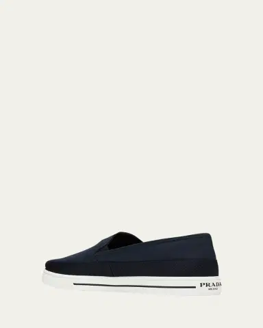 Prada Men's Triangle Logo Nylon Slip-On Loafers | Thumbnail 2 Prada Men's Triangle Logo Nylon Slip-On Loafers | Thumbnail 2