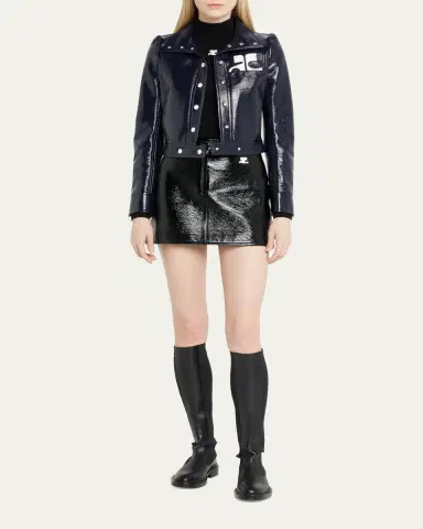 Courrèges Textured Vinyl Crop Jacket | Thumbnail 2 Courrèges Textured Vinyl Crop Jacket | Thumbnail 2