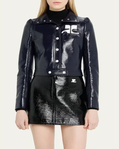 Courrèges Textured Vinyl Crop Jacket | Thumbnail 4 Courrèges Textured Vinyl Crop Jacket | Thumbnail 4