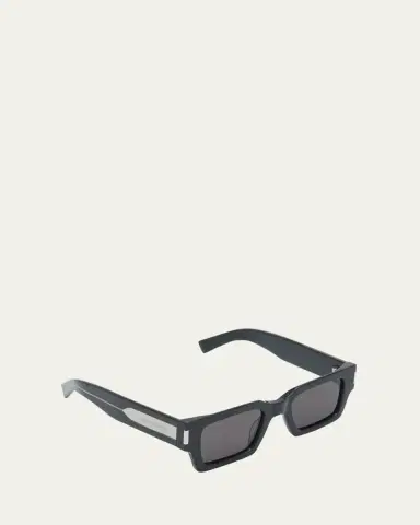 Saint Laurent Men's Rectangle Acetate Sunglasses with Logo | Thumbnail 2 Saint Laurent Men's Rectangle Acetate Sunglasses with Logo | Thumbnail 2