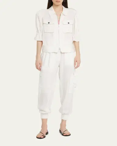 Cinq à Sept Holly Short-Sleeve Sateen Jacket | Thumbnail 2 Cinq à Sept Holly Short-Sleeve Sateen Jacket | Thumbnail 2
