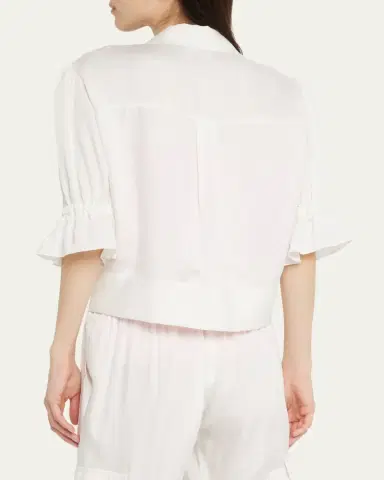 Cinq à Sept Holly Short-Sleeve Sateen Jacket | Thumbnail 3 Cinq à Sept Holly Short-Sleeve Sateen Jacket | Thumbnail 3