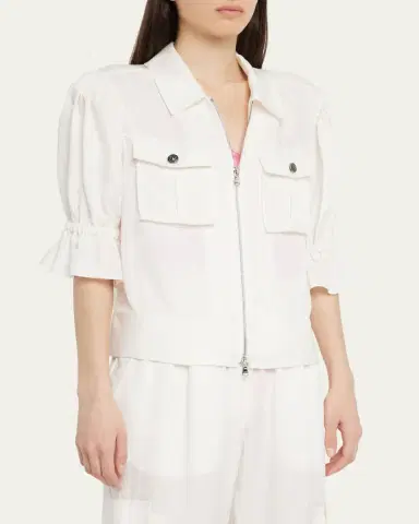 Cinq à Sept Holly Short-Sleeve Sateen Jacket | Thumbnail 4 Cinq à Sept Holly Short-Sleeve Sateen Jacket | Thumbnail 4