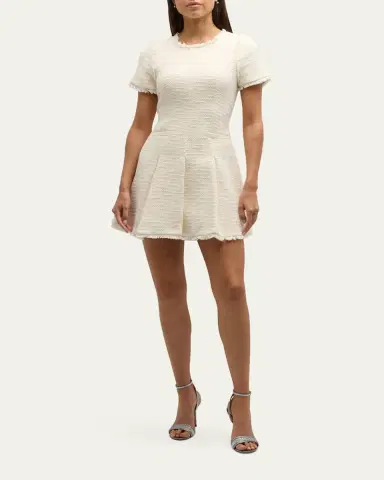 Cinq à Sept Nova Cotton Boucle Pleated Mini Dress | Thumbnail 2 Cinq à Sept Nova Cotton Boucle Pleated Mini Dress | Thumbnail 2