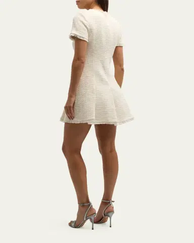 Cinq à Sept Nova Cotton Boucle Pleated Mini Dress | Thumbnail 3 Cinq à Sept Nova Cotton Boucle Pleated Mini Dress | Thumbnail 3