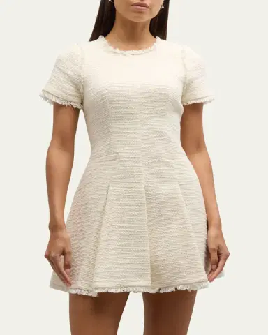 Cinq à Sept Nova Cotton Boucle Pleated Mini Dress | Thumbnail 4 Cinq à Sept Nova Cotton Boucle Pleated Mini Dress | Thumbnail 4