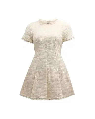 Cinq à Sept Nova Cotton Boucle Pleated Mini Dress | Thumbnail 1 Cinq à Sept Nova Cotton Boucle Pleated Mini Dress | Thumbnail 1
