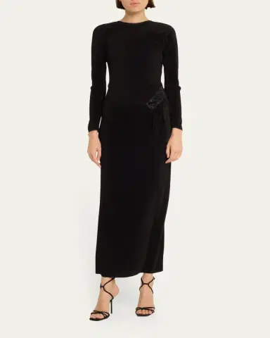 Giorgio Armani Plisse Jersey Gown with Beaded Hip Detail | Thumbnail 2 Giorgio Armani Plisse Jersey Gown with Beaded Hip Detail | Thumbnail 2
