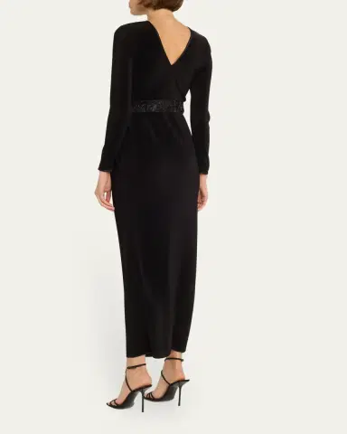 Giorgio Armani Plisse Jersey Gown with Beaded Hip Detail | Thumbnail 3 Giorgio Armani Plisse Jersey Gown with Beaded Hip Detail | Thumbnail 3