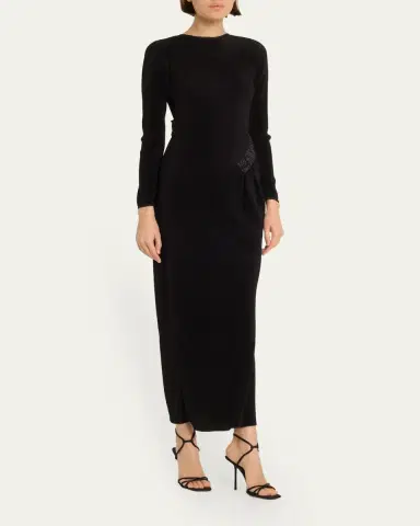 Giorgio Armani Plisse Jersey Gown with Beaded Hip Detail | Thumbnail 4 Giorgio Armani Plisse Jersey Gown with Beaded Hip Detail | Thumbnail 4