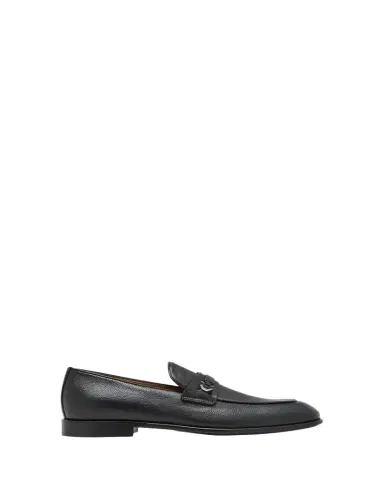 Ferragamo Men's Desio Gancio Ornament Grained Leather Penny Loafers | Thumbnail 1 Ferragamo Men's Desio Gancio Ornament Grained Leather Penny Loafers | Thumbnail 1
