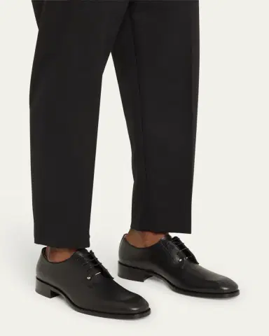 Christian Louboutin Men's Chambeliss Collar-Pin Leather Derby Shoes | Thumbnail 2 Christian Louboutin Men's Chambeliss Collar-Pin Leather Derby Shoes | Thumbnail 2