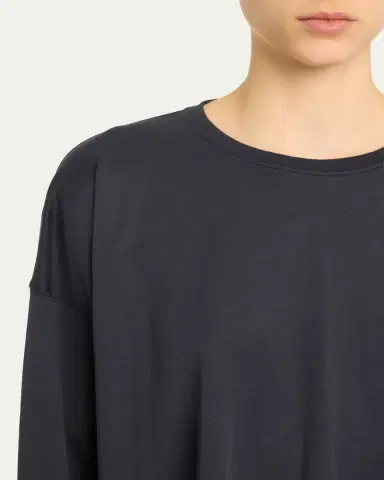 Eskandar Side Panelled Round Neck Long Sleeve T-Shirt (Mid Plus Length) | Thumbnail 5 Eskandar Side Panelled Round Neck Long Sleeve T-Shirt (Mid Plus Length) | Thumbnail 5