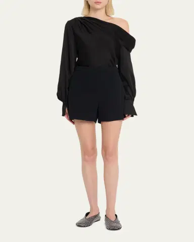 SIMKHAI Alice Draped Satin One-Shoulder Top | Thumbnail 2 SIMKHAI Alice Draped Satin One-Shoulder Top | Thumbnail 2