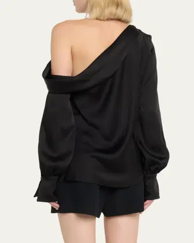 SIMKHAI Alice Draped Satin One-Shoulder Top | Thumbnail 3 SIMKHAI Alice Draped Satin One-Shoulder Top | Thumbnail 3