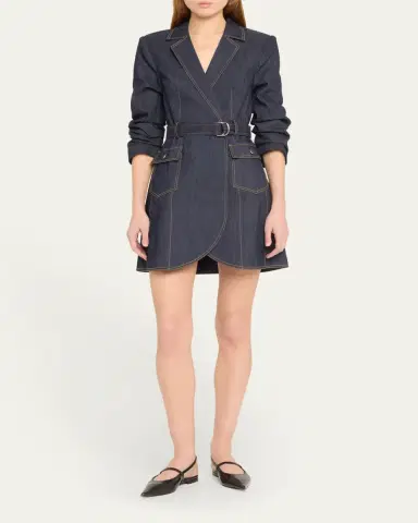 Cinq à Sept Jenessa Belted Denim Mini Wrap Shirtdress | Thumbnail 2 Cinq à Sept Jenessa Belted Denim Mini Wrap Shirtdress | Thumbnail 2