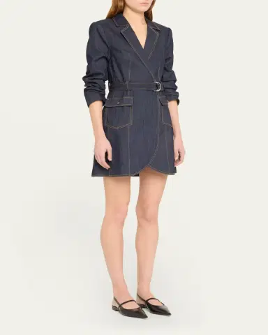 Cinq à Sept Jenessa Belted Denim Mini Wrap Shirtdress | Thumbnail 4 Cinq à Sept Jenessa Belted Denim Mini Wrap Shirtdress | Thumbnail 4