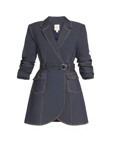 Cinq à Sept Jenessa Belted Denim Mini Wrap Shirtdress | Thumbnail 1 Cinq à Sept Jenessa Belted Denim Mini Wrap Shirtdress | Thumbnail 1