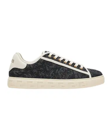Versace Men's La Greca Baroque Canvas Low-Top Sneakers | Thumbnail 1 Versace Men's La Greca Baroque Canvas Low-Top Sneakers | Thumbnail 1