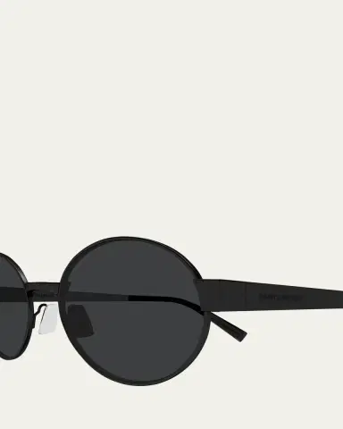 Saint Laurent Logo Metal Oval Sunglasses | Thumbnail 3 Saint Laurent Logo Metal Oval Sunglasses | Thumbnail 3