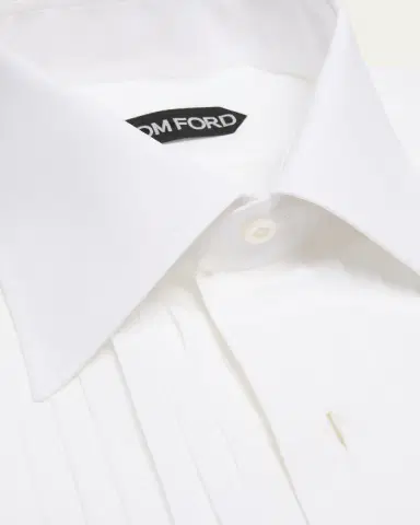 TOM FORD Men's Cotton Plisse Dress Shirt | Thumbnail 2 TOM FORD Men's Cotton Plisse Dress Shirt | Thumbnail 2