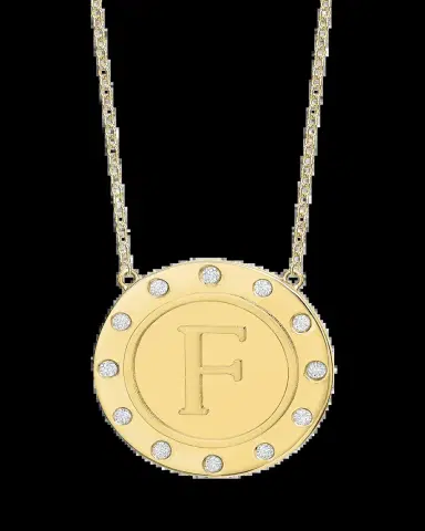 Tracee Nichols 14K Gold Initial Token Necklace with Diamonds | Thumbnail 2 Tracee Nichols 14K Gold Initial Token Necklace with Diamonds | Thumbnail 2