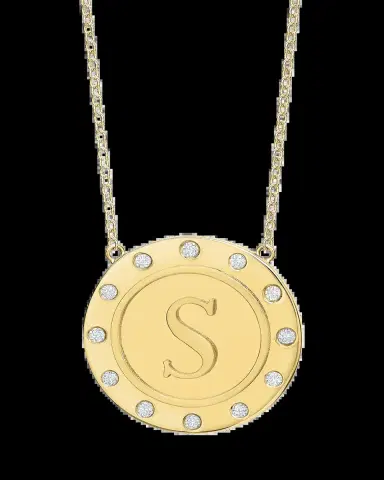Tracee Nichols 14K Gold Initial Token Necklace with Diamonds | Thumbnail 2 Tracee Nichols 14K Gold Initial Token Necklace with Diamonds | Thumbnail 2