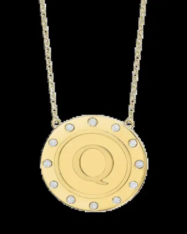 Tracee Nichols 14K Gold Initial Token Necklace with Diamonds | Thumbnail 2 Tracee Nichols 14K Gold Initial Token Necklace with Diamonds | Thumbnail 2