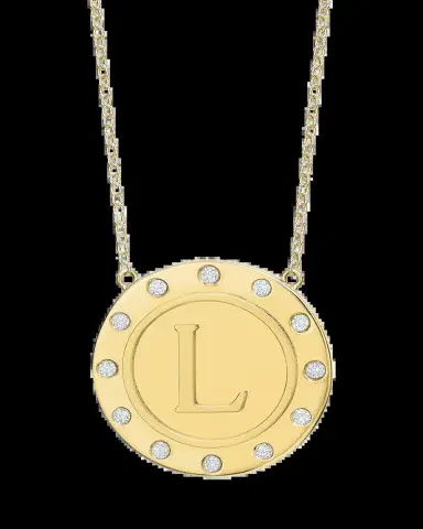 Tracee Nichols 14K Gold Initial Token Necklace with Diamonds | Thumbnail 2 Tracee Nichols 14K Gold Initial Token Necklace with Diamonds | Thumbnail 2