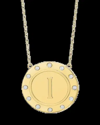 Tracee Nichols 14K Gold Initial Token Necklace with Diamonds | Thumbnail 2 Tracee Nichols 14K Gold Initial Token Necklace with Diamonds | Thumbnail 2