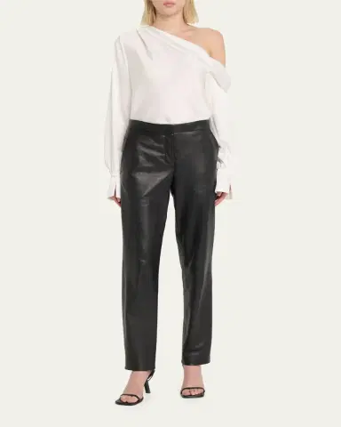 SIMKHAI Alice Draped Satin One-Shoulder Top | Thumbnail 2 SIMKHAI Alice Draped Satin One-Shoulder Top | Thumbnail 2