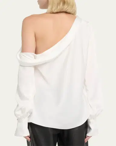 SIMKHAI Alice Draped Satin One-Shoulder Top | Thumbnail 3 SIMKHAI Alice Draped Satin One-Shoulder Top | Thumbnail 3