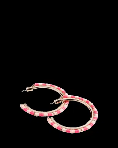 Elsie Frieda Mini Anguilla Hoop Earrings with Heishi Beads | Thumbnail 2 Elsie Frieda Mini Anguilla Hoop Earrings with Heishi Beads | Thumbnail 2