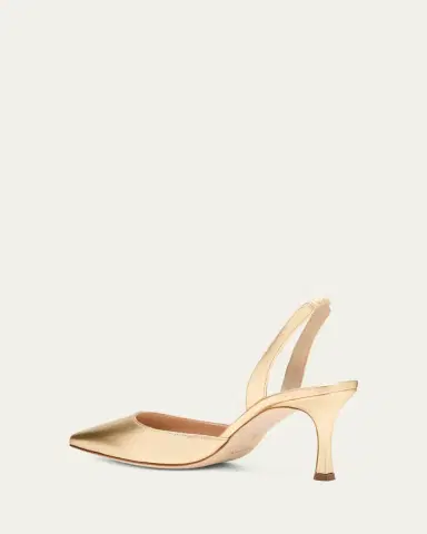 Manolo Blahnik Carolyne Metallic Leather Mid-Heel Slingback Pumps | Thumbnail 4 Manolo Blahnik Carolyne Metallic Leather Mid-Heel Slingback Pumps | Thumbnail 4