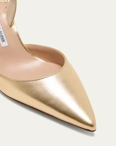Manolo Blahnik Carolyne Metallic Leather Mid-Heel Slingback Pumps | Thumbnail 5 Manolo Blahnik Carolyne Metallic Leather Mid-Heel Slingback Pumps | Thumbnail 5