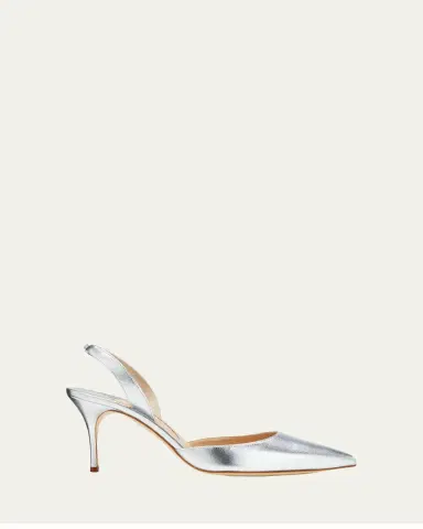 Manolo Blahnik Carolyne Metallic Leather Mid-Heel Slingback Pumps | Thumbnail 6 Manolo Blahnik Carolyne Metallic Leather Mid-Heel Slingback Pumps | Thumbnail 6