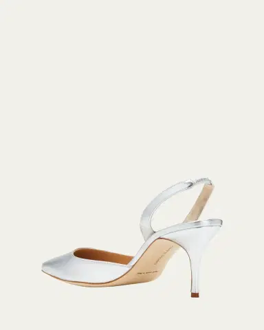 Manolo Blahnik Carolyne Metallic Leather Mid-Heel Slingback Pumps | Thumbnail 9 Manolo Blahnik Carolyne Metallic Leather Mid-Heel Slingback Pumps | Thumbnail 9