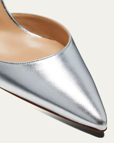 Manolo Blahnik Carolyne Metallic Leather Mid-Heel Slingback Pumps | Thumbnail 10 Manolo Blahnik Carolyne Metallic Leather Mid-Heel Slingback Pumps | Thumbnail 10