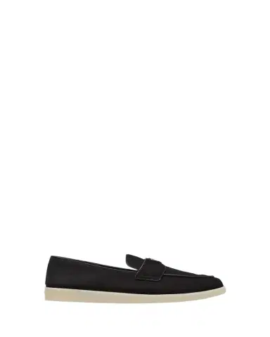 Prada Men's Saint Tropez Triangle Logo Suede Loafers | Thumbnail 1 Prada Men's Saint Tropez Triangle Logo Suede Loafers | Thumbnail 1