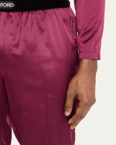 Tom Ford Men's Silk Logo Pajama Pants | Thumbnail 5 Tom Ford Men's Silk Logo Pajama Pants | Thumbnail 5