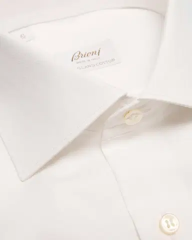 Brioni Men's Sea Island Cotton Herringbone Dress Shirt | Thumbnail 2 Brioni Men's Sea Island Cotton Herringbone Dress Shirt | Thumbnail 2