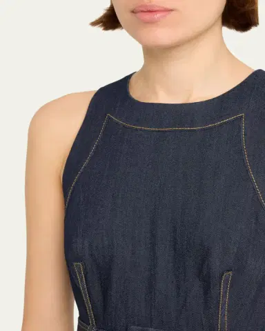Cinq à Sept Zelda Belted Asymmetric Sleeveless Denim Midi Dress | Thumbnail 5 Cinq à Sept Zelda Belted Asymmetric Sleeveless Denim Midi Dress | Thumbnail 5