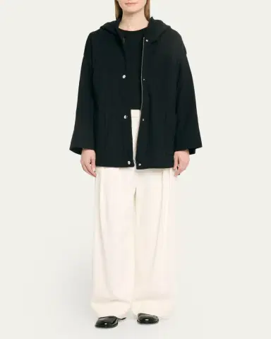 FAZ Ruby Hooded Top Coat with Drawcord Waist | Thumbnail 2 FAZ Ruby Hooded Top Coat with Drawcord Waist | Thumbnail 2