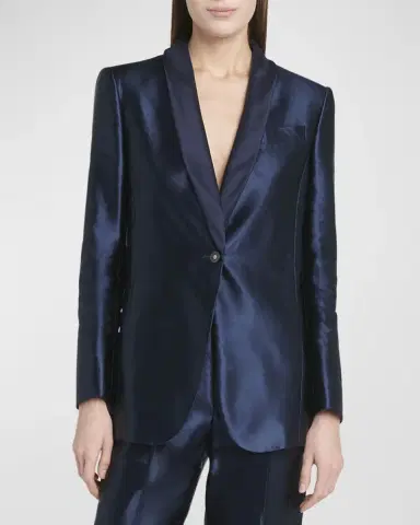Giorgio Armani Linen Silk Single-Button Blazer Jacket | Thumbnail 3 Giorgio Armani Linen Silk Single-Button Blazer Jacket | Thumbnail 3