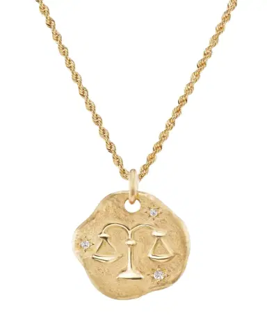 Aaryah 18K Yellow Gold Large Diamond Zodiac Pendant Necklace | Thumbnail 1 Aaryah 18K Yellow Gold Large Diamond Zodiac Pendant Necklace | Thumbnail 1