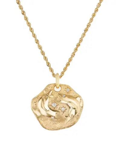 Aaryah 18K Yellow Gold Large Diamond Zodiac Pendant Necklace | Thumbnail 1 Aaryah 18K Yellow Gold Large Diamond Zodiac Pendant Necklace | Thumbnail 1