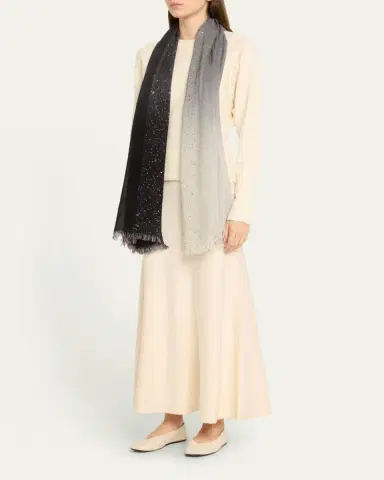FALIERO SARTI Dania Sequined Ombre Wool-Silk Scarf | Thumbnail 2 FALIERO SARTI Dania Sequined Ombre Wool-Silk Scarf | Thumbnail 2