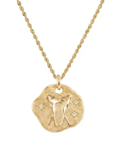 Aaryah 18K Yellow Gold Large Diamond Zodiac Pendant Necklace | Thumbnail 1 Aaryah 18K Yellow Gold Large Diamond Zodiac Pendant Necklace | Thumbnail 1